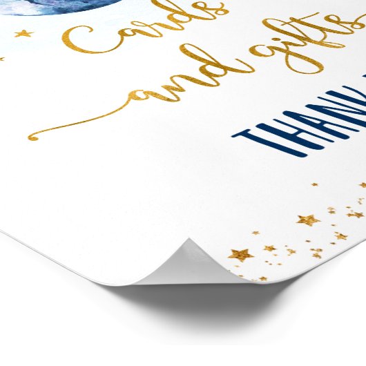 銀河系ブルー金ゴールドカード&ギフト誕生日標識 ポスター (角)