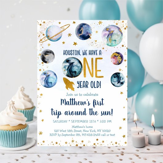 銀河系ブルー金ゴールドファーストトリッのまわりにプザサン 招待状