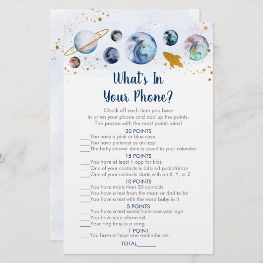 銀河系ブルー金ゴールド宇宙あなたの電話ゲームの内容 (正面/裏面)