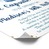 銀河系ブルー金ゴールド宇宙タイムカプセル1st誕生日 ポスター (角)