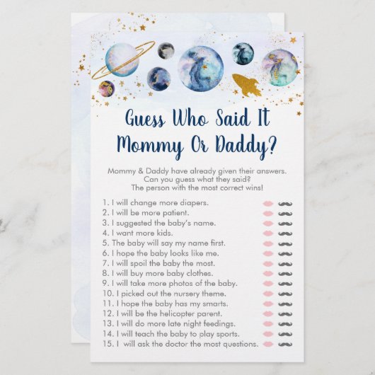 銀河系ブルー金ゴールド宇宙推測誰がItゲームを言った (正面/裏面)