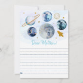 銀河系ブルー金ゴールド宇宙誕生日タイムカプセルカード 招待状 (正面)