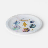 銀河系ブルー金ゴールド宇宙誕生日 ペーパープレート (アングル)