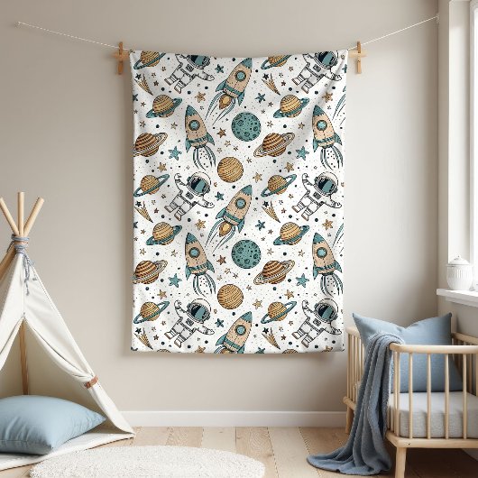 銀河系ベビーブランケット宇宙飛行士テーマfor Boys フリースブランケット