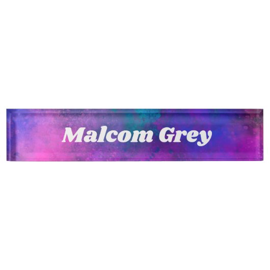 銀河系ペイントスプラッター効果 デスクネームプレート (正面)