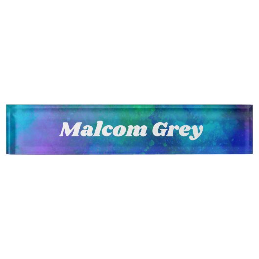 銀河系ペイントスプラッター効果 デスクネームプレート (正面)