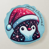 銀河系ペンギン装飾用クッション | コズミックホームデコール ラウンドクッション (裏面)