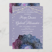 銀河系ボホネブラマンダラライトランプ結婚の電球 招待状 (正面/裏面)