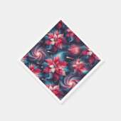 銀河系ポインセチアフェスティバルフローラルパターンデコパージュ スタンダードカクテルナプキン (角)