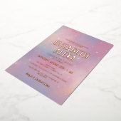 銀河系モダンバラ金ゴールドバルミツワー箔招待 箔招待状 (回転した状態)