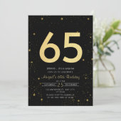 銀河系モダンブラック&金ゴールド65thバースデーパーティー 招待状 (スタンド正面)