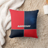 銀河系モダン宇宙レッドネイビーパーソナライズされた クッション (ブランケット)