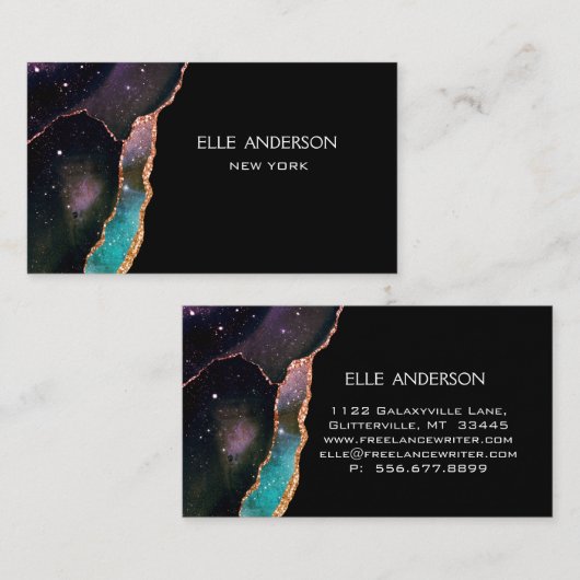 銀河系モダンAgate エレガント Makapティール(緑がかった色)Ruby 名刺 (正面/裏面)