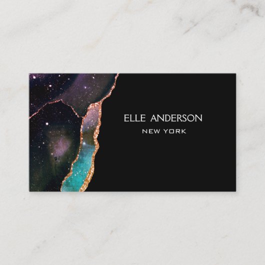 銀河系モダンAgate エレガント Makapティール(緑がかった色)Ruby 名刺 (正面)