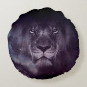銀河系ライオン顔アート壁紙 ラウンドクッション (裏面)