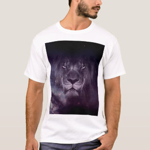 銀河系ライオン顔アート壁紙 Tシャツ