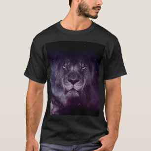 銀河系ライオン顔アート壁紙 Tシャツ