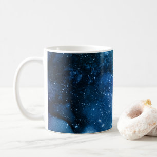 銀河系ラバーズスターリー宇宙ブルースカイホワイトスパークルズ コーヒーマグカップ