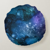 銀河系ラバーズスターリー宇宙ブルースカイホワイトスパークルズ ラウンドクッション (裏面)