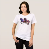 銀河系ランニングネオンミスティックホース ペア ファンタジー トライブレンドTシャツ (正面全面)