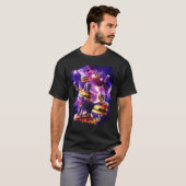 銀河系レーザーキャットオンバーガー – 宇宙チーズバーガーCa Tシャツ (正面フル)