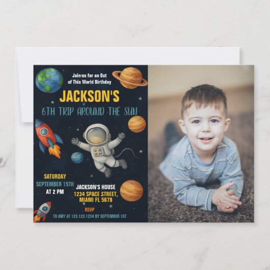 銀河系ロケット船パーティー招待状（写真付） 招待状 (正面)