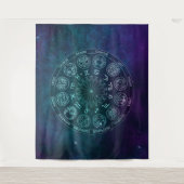 銀河系占星〔占星術の〕十二宮図シンボルや象徴 タペストリー (正面)