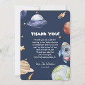 銀河系外宇宙ボーイベビーシャワーサンキューカード 招待状 (正面)
