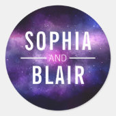 銀河系天モダン星結婚パーソナライズされた星 ラウンドシール (正面)