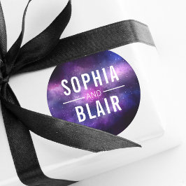 銀河系天モダン星結婚パーソナライズされた星 ラウンドシール