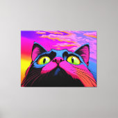銀河系好奇心：猫の宇宙的な視線 キャンバスプリント (正面)