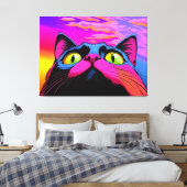 銀河系好奇心：猫の宇宙的な視線 キャンバスプリント (インサイチュ (寝室))
