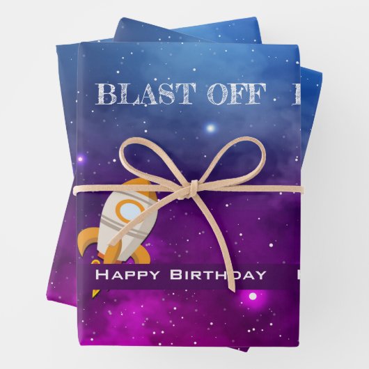 銀河系宇宙をテーマにした誕生日パーティー ラッピングペーパーシート (インサイチュ)