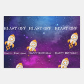 銀河系宇宙をテーマにした誕生日パーティー ラッピングペーパーシート (正面)