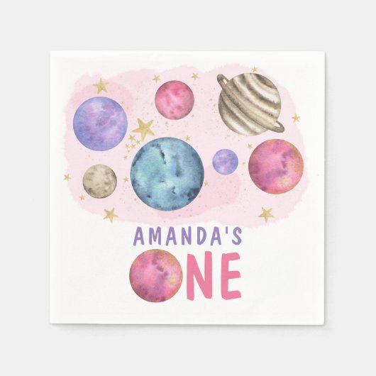 銀河系宇宙ガールバースデーパーティー スタンダードカクテルナプキン (正面)