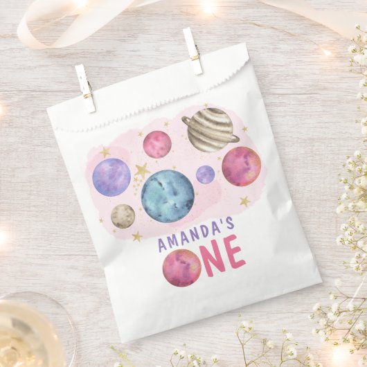 銀河系宇宙ガールバースデーパーティー フェイバーバッグ (クリップ留めされた状態)