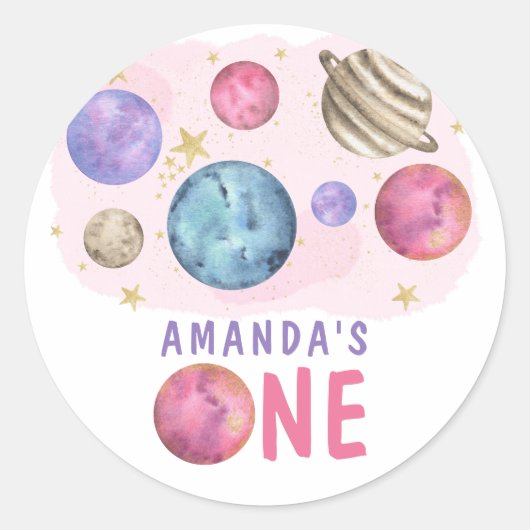 銀河系宇宙ガールバースデーパーティー ラウンドシール (正面)