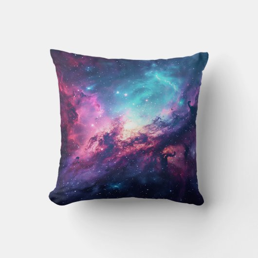 銀河系宇宙グリッター星雲パープルピンク宇宙 クッション (正面)