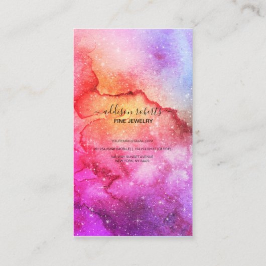 銀河系宇宙スターズウルトラバイオレットピンクジュエリー気に 名刺 (裏面)