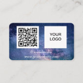 銀河系宇宙ソーシャルメディアQRコードネイビーブルーモダン 名刺 (正面)
