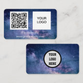 銀河系宇宙ソーシャルメディアQRコードネイビーブルーモダン 名刺 (正面/裏面)