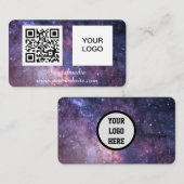 銀河系宇宙ソーシャルメディアQRコードパープルモダン 名刺 (正面/裏面)