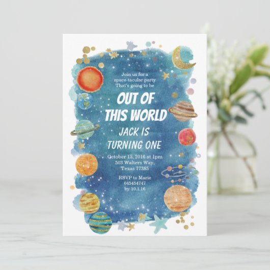 銀河系宇宙パーティー宇宙惑星誕生日 招待状 (スタンド正面)