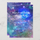 銀河系宇宙パーティー宇宙誕生日招待状 招待状 (正面/裏面)