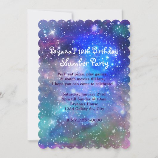 銀河系宇宙パーティー宇宙誕生日招待状 招待状 (正面)