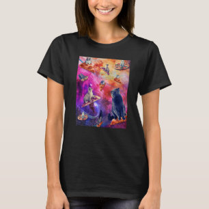 銀河系宇宙ピザ猫ネコ宇宙食べピザ Tシャツ