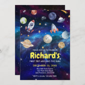 銀河系宇宙ファーストのまわりにトリップザサン誕生日 招待状 (正面/裏面)