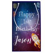 銀河系宇宙ベビー名1stバースデーパーティーのお気に入り スモールペーパーバッグ (裏面)