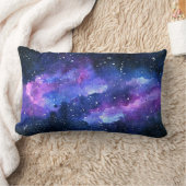 銀河系宇宙ユニバースウォーターカラーパープル ランバークッション (ブランケット)