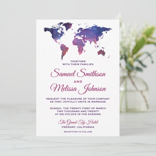 銀河系宇宙ワールドマップ結婚式招待状 招待状 (スタンド正面)